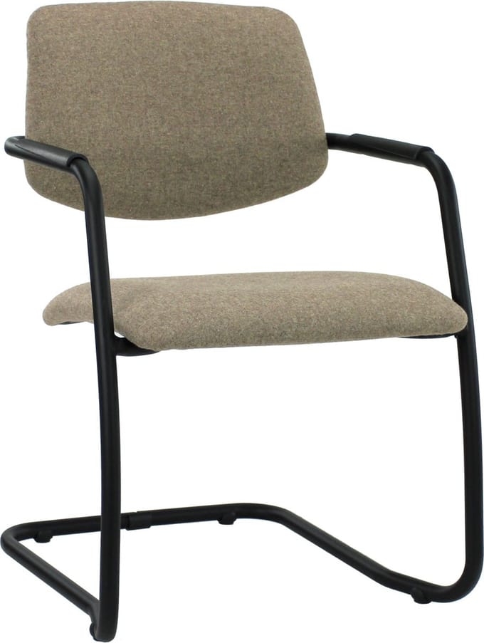 Workliving Vergaderstoel X5 - Sledeframe - Wolvilt Fenice 511 lichtbruin - frame zwart
