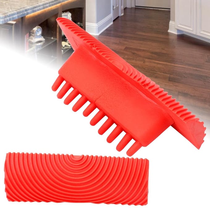2 Stuks/Set Rubber Cilinder Houtnerf Effect Borstel Schildergereedschap DIY Wanddecoratie red