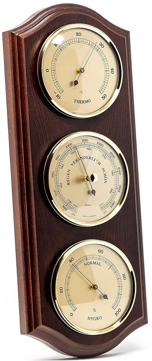 Weerstation Hout met Barometer, Thermometer en Hygrometer - Duits Precisie Kwaliteit