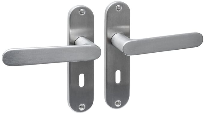 Intersteel Deurkruk Sora basic op schild ovaal 185x41mm sleutelgat 56mm rvs