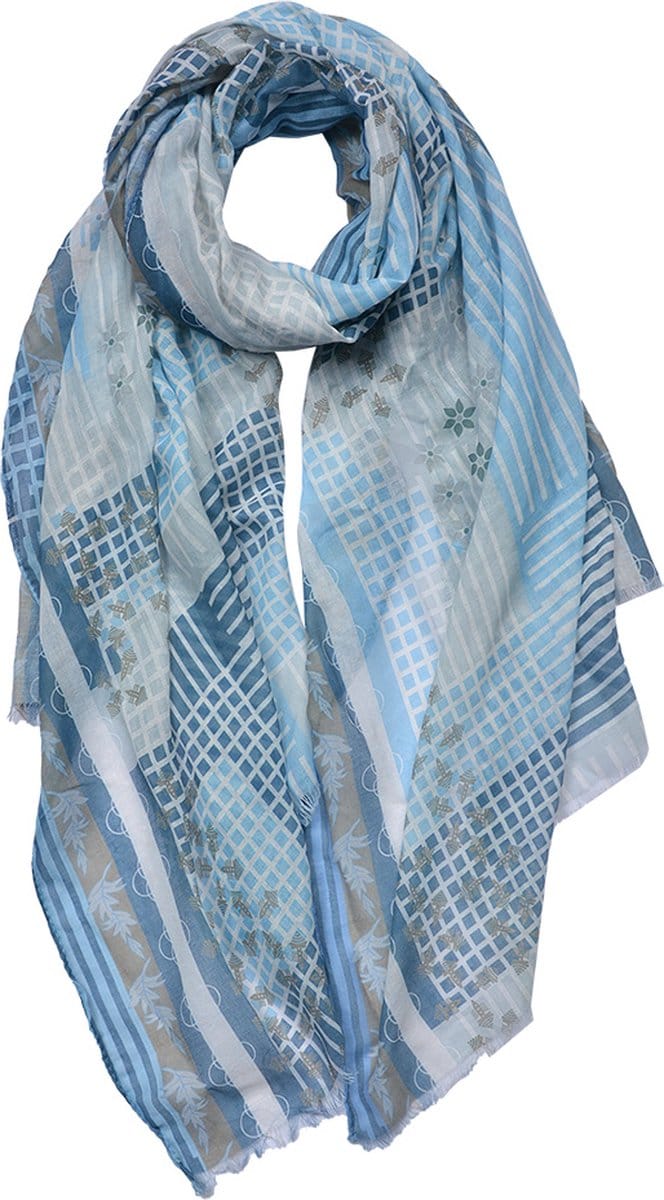 Juleeze Sjaal Dames Print 70x180 cm Blauw Synthetisch