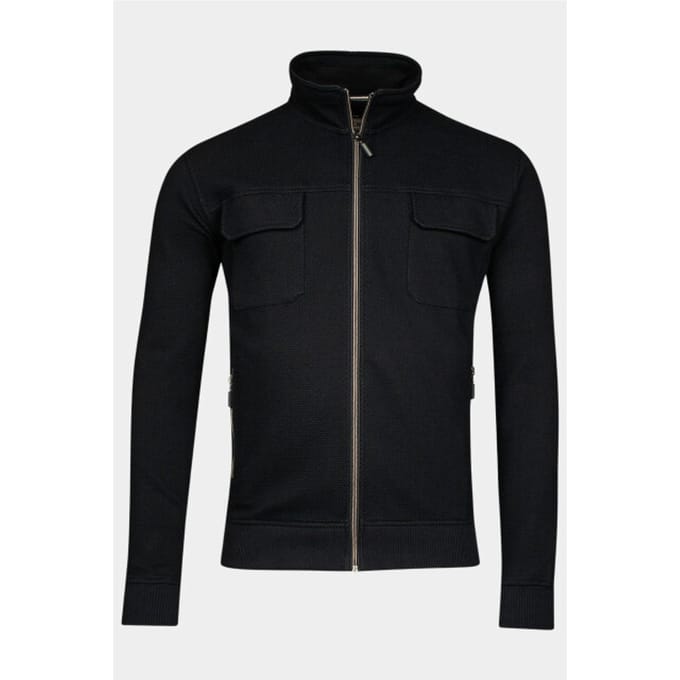 Baileys Vest High-Low Structure Interlock Sweat Cardigan Zip Navy / male