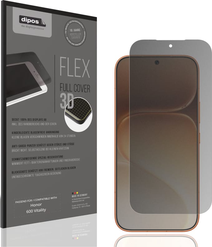 dipos FLEX – Matte Privacy Screenprotector geschikt voor Honor 600 Vitality | Volledige Schermbescherming | Case-Friendly