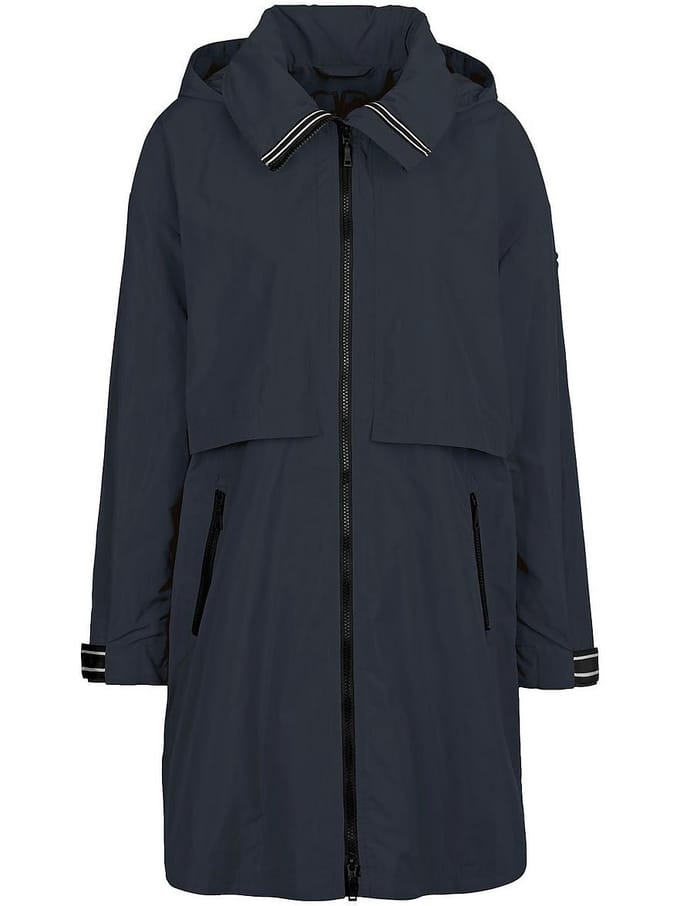Korte jas afritsbare capuchon Van BASLER blauw