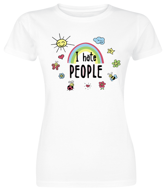 Sprüche - Fun T-shirt - Geschenkbox - Geschenkset - I Hate People - S tot 3XL - voor Vrouwen - wit