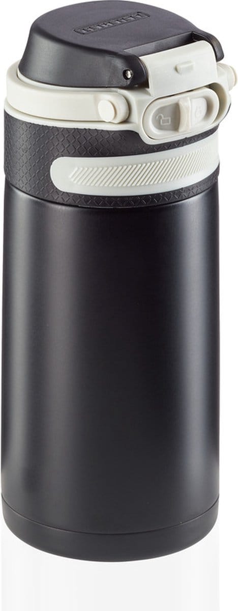 Leifheit thermosbeker Flip - 350 ml - RVS - zwart
