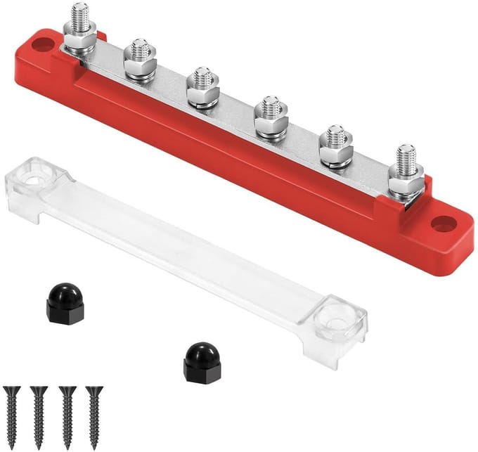Verzamelrail stroomverdelingsblok met aansluitbouten voor auto, camper, boot - 150A