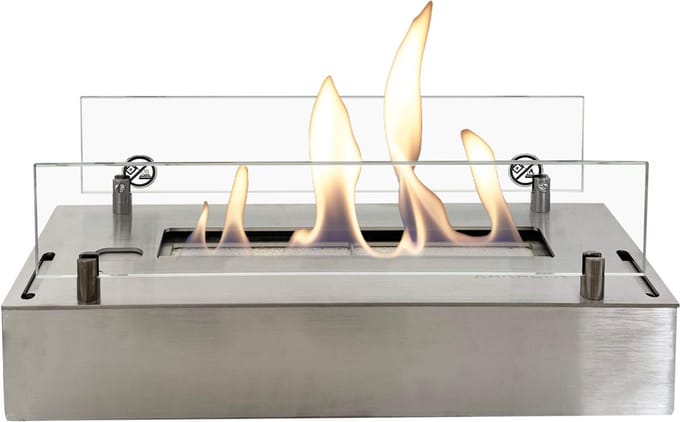 Xaralyn Bio-ethanol haard - bio-ethanol brander S - geborsteld RVS - 2 KW verwarming - Bio-ethanol inbouwhaard - echte vlammen