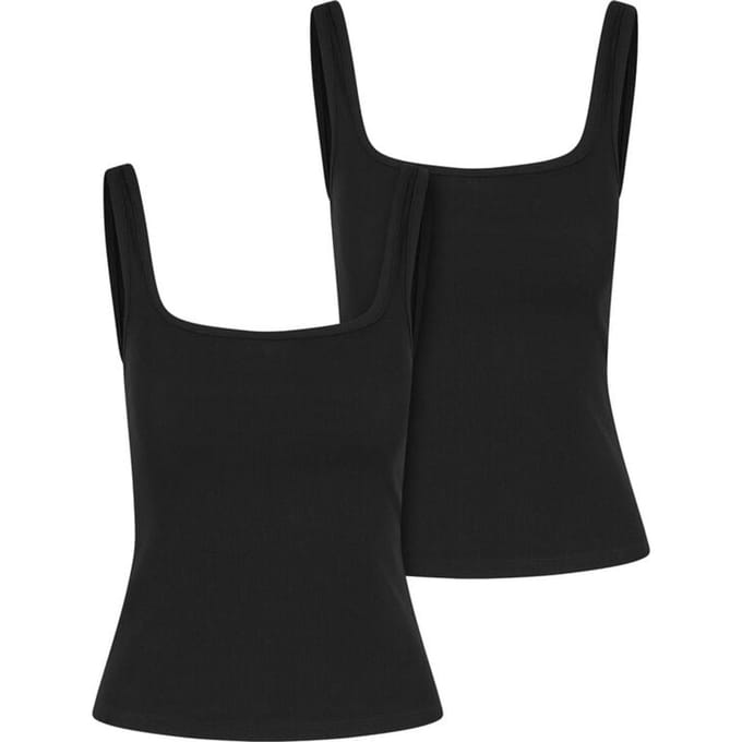 Urban Classics Wide Neck Rib (Set van 2) Dames Top - zwart - S