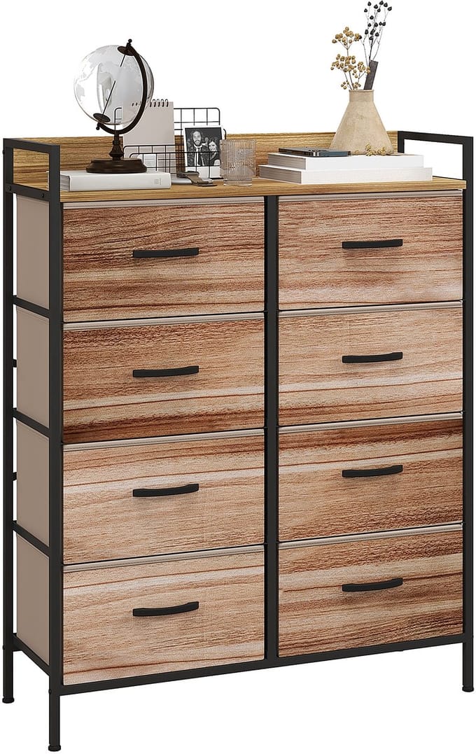 HOMCOM Stoffen Commode - Vliesstof - 79x29x101cm - Eikenhout