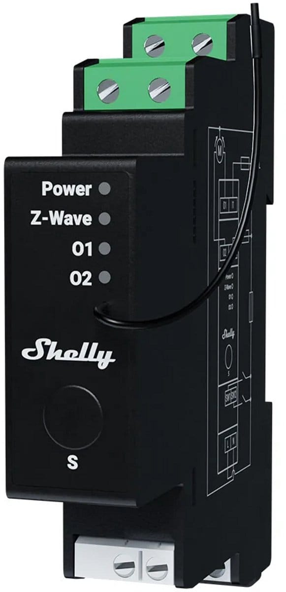 Shelly Wave Pro Shutter LR rolluikschakelaar DIN-rail met energiemeting (QUSH-0A1P10EU)