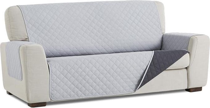 Duo quilt - Bankbeschermer - 110cm breed - Lichtgrijs - Twee kanten te gebruiken - OekoTex keurmerk