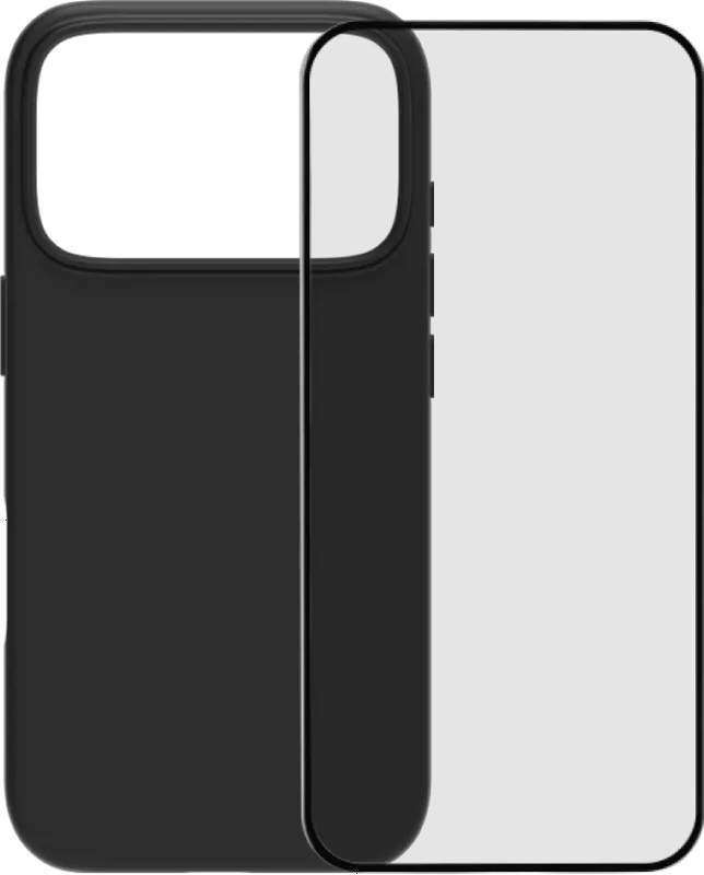 BlueBuilt Back Cover iPhone 17 Pro Zwart + BlueBuilt iPhone 17 Pro Screenprotector Glas