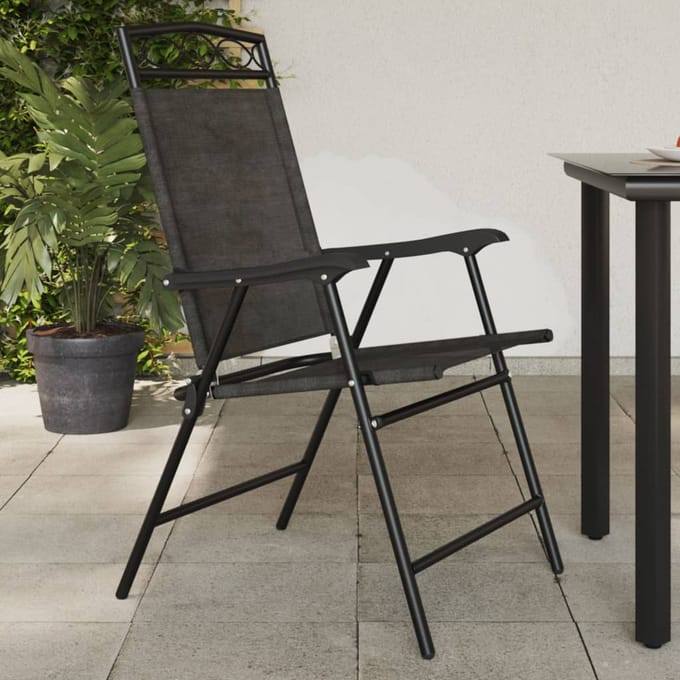 vidaXL - Opklapbare - stoelen, - 8 - stuks, - gemêleerd - grijs, - staal - en - Textilene.