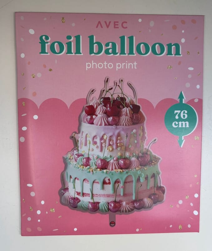Avec folie ballon | Taart | XL | Kers | Verjaardag | 76cm