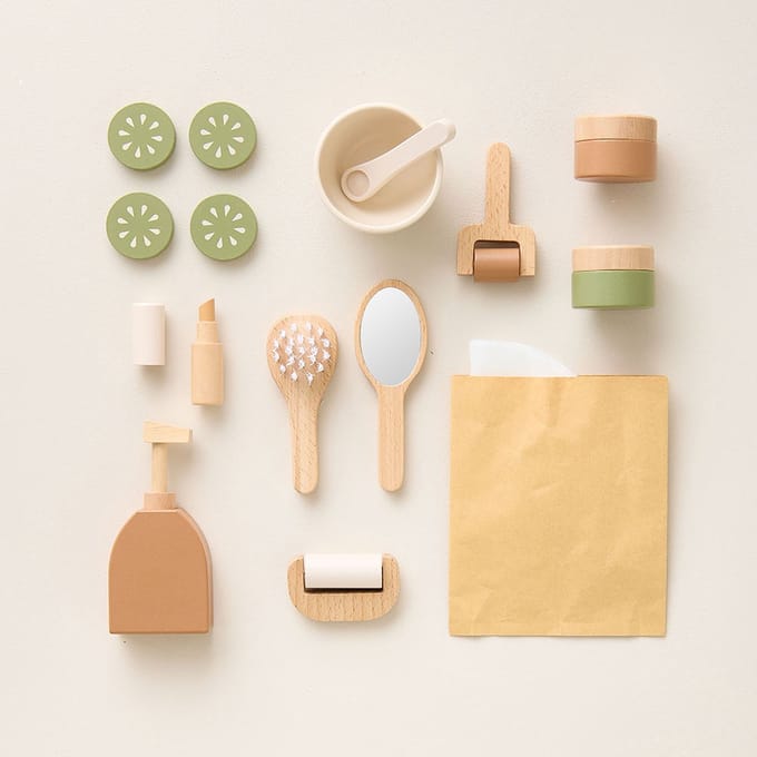 Petite Amélie Houten Spa Set - Kinder Speelgoed - Make up Set - 17 Delig - Pastel
