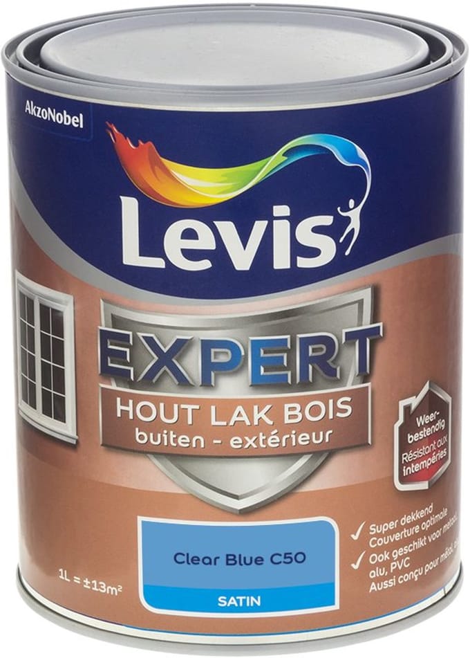 Levis - Expert Hout Lak Buiten Satin Mix - Clear Blue C50 - Mengverf - 1 L