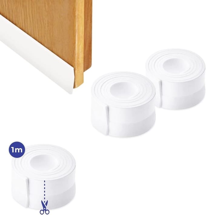 Deurstrips - Tochtstrips deur - Energie besparen - Zelfklevend rubber - Set van 2 - Wit