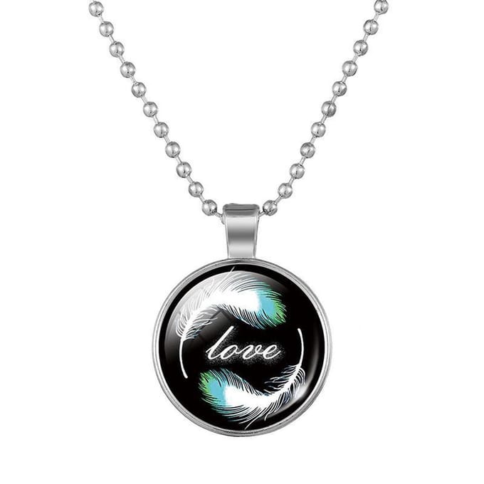 Ketting zilverkleurig | Love | cabochon