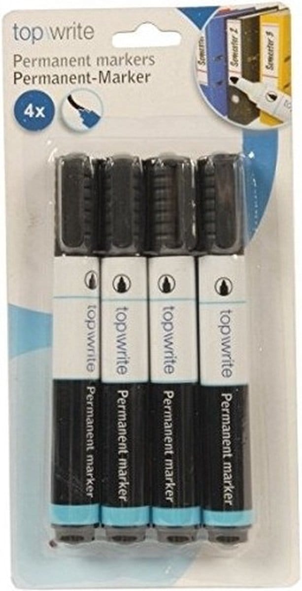 Zwarte permanent markers 4 stuks