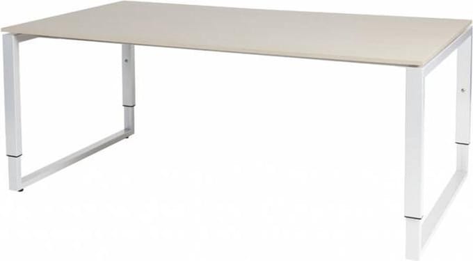 Vergadertafel - Verstelbaar - 180x100 Eiken - wit frame