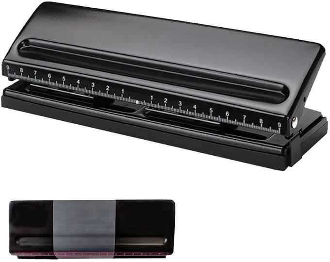 Verstelbare 6-gaats metalen perforator voor A3 A4 A5 B3 B4 B5 formaten - 6 vel capaciteit