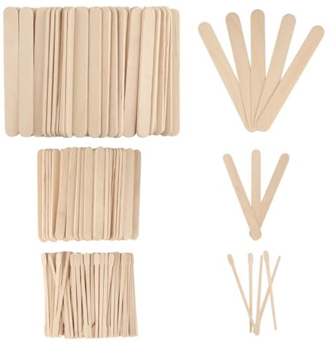 Houten spatels voor ontharing en knutselen - 300 stuks, 3 maten