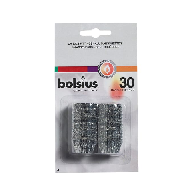 Bolsius kaarseringen 30 stuks zilver op blister verpakking