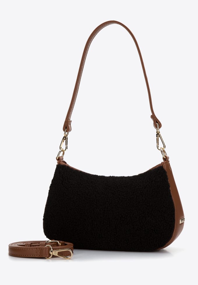 Wittchen Dames Baguette Handtas met Kunstbont Klein Zwart en Bruin Kunstleer