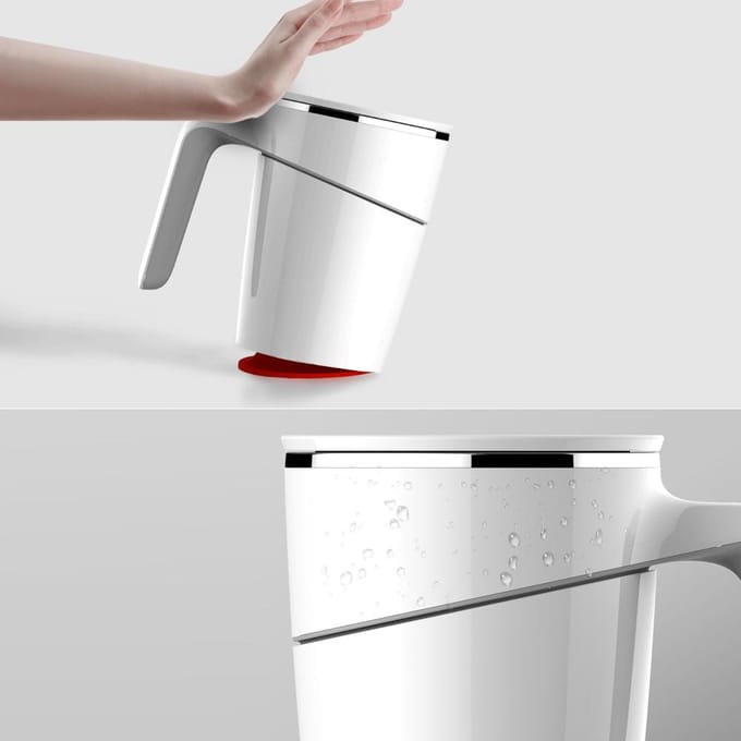 Fiu 470ml Elegante Niet-vallende Isolatie Zuignap Water Thee Koffie Kop Mok Wit Innovatie Magie white