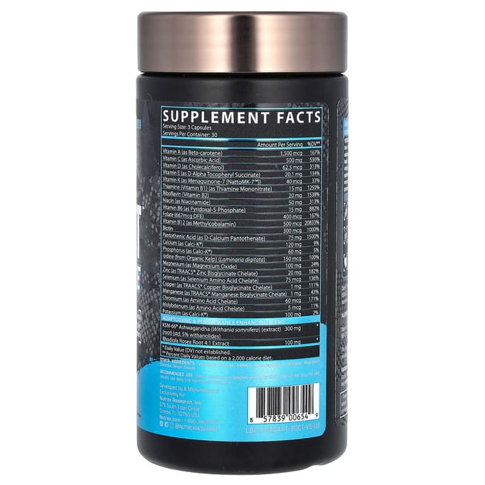 Nutrex Research, Vitadapt Complete, multivitamine sportive de qualité supérieure, 90 gélules