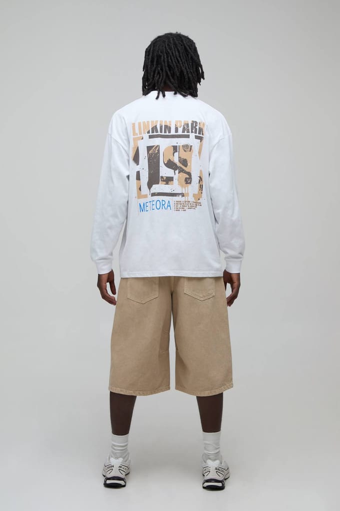 Regular Long Sleeve Linkin Park Licentie Print T-shirt | White | Size Small