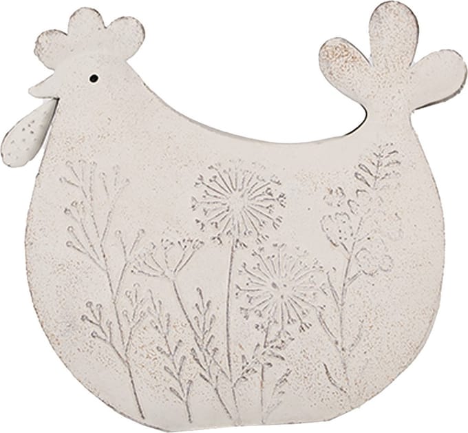 Clayre & Eef Beeld Kip 15x6x14 cm Wit Metaal