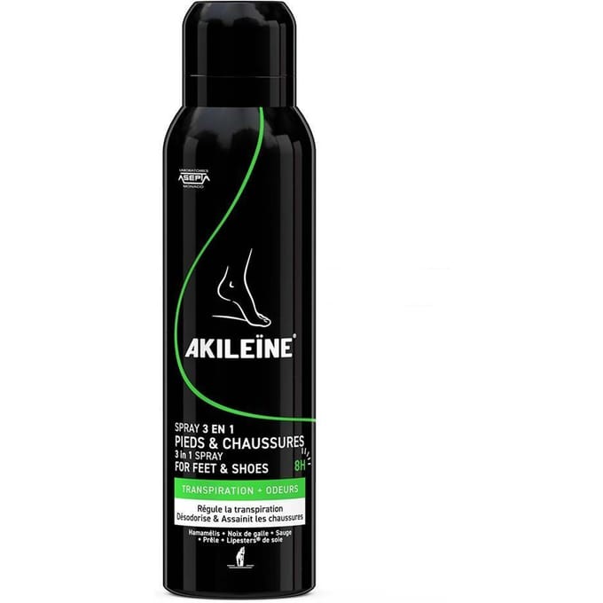 Akileïne Spray 3en1 Pieds et Chaussures Transpiration et Odeurs 150 ml