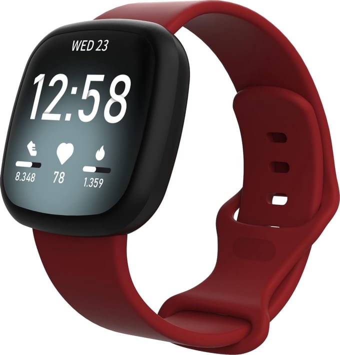YONO Bandje geschikt voor Fitbit Versa 4 - 3 - Sense – Siliconen – Donkerrood – Small