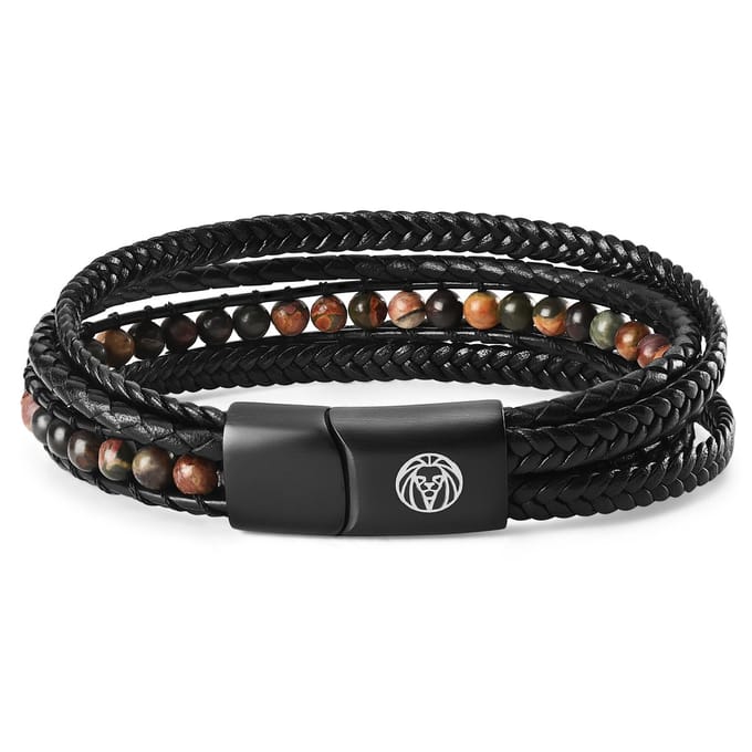 Naxos Leren Armband met Picasso-stenen
