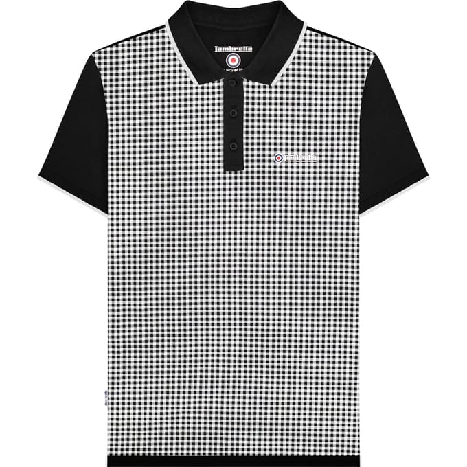 Lambretta Heren Gingham poloshirt met all-over print (Zwart)