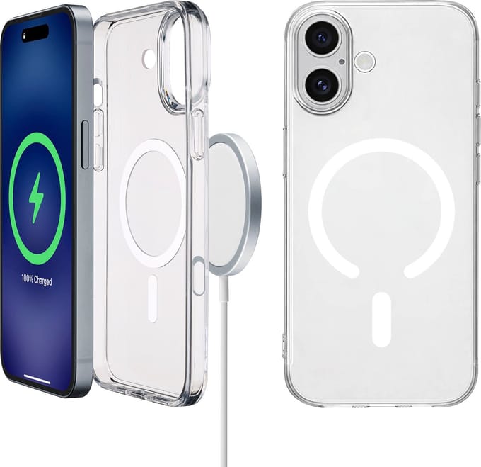 Cellularline Gloss Mag Hoesje - Geschikt voor iPhone 16 Plus - MagSafe & MIL-STD Certificaat & Transparant - Transparant