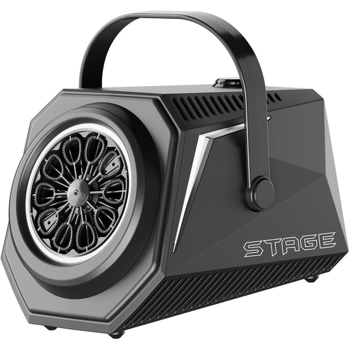 10-gats bubbelmachine met lamp Draagbare bubbelmaker voor verjaardagen Buiten Bruiloft Kerstfeest zwart