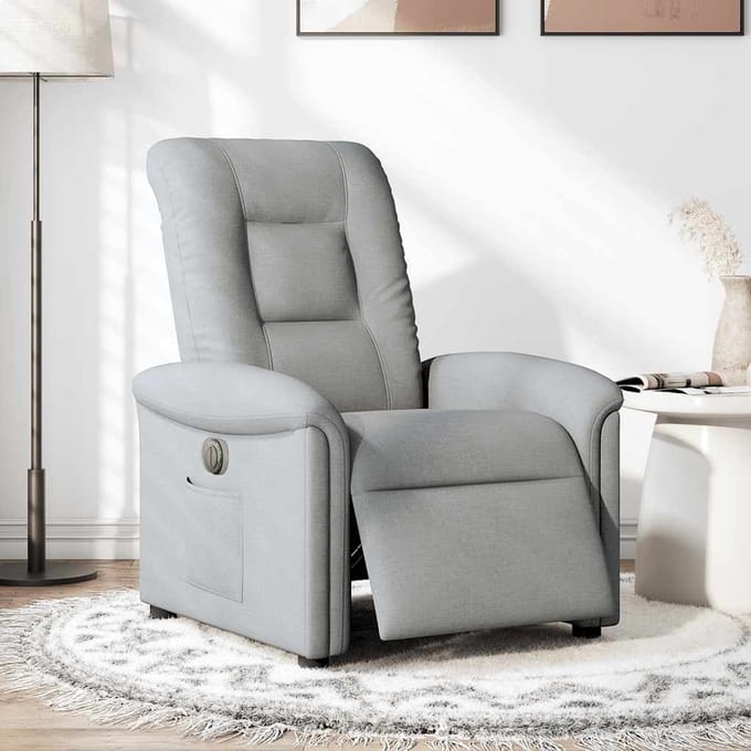 vidaXL - Fauteuil - elektrisch - verstelbaar - stof - lichtgrijs