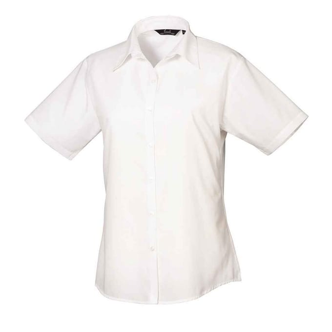 Premier Dames/Dames Popeline Blouse met Korte Mouwen (Wit)