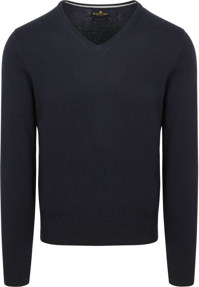 Steppin' Out Trui Cotton Cashmere V-hals Navy - Maat S - Heren - Pullovers