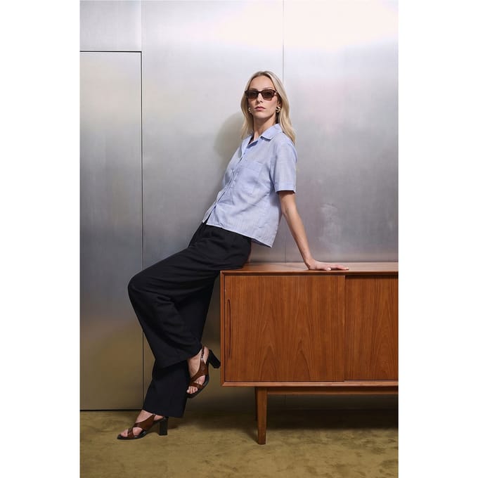 Dames Katoenen Poplin Crop Shirt