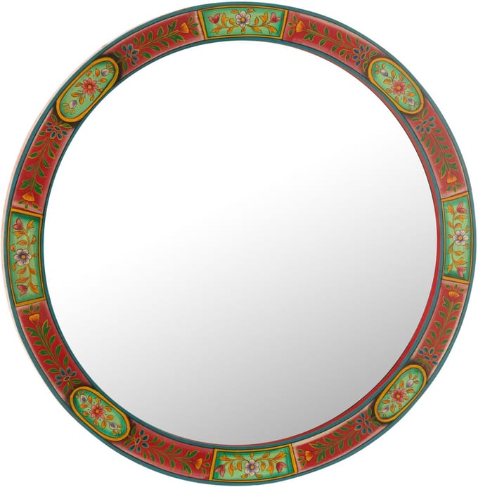 J-Line spiegel Rond Kader - hout - multi - Ø 75 cm