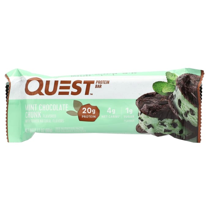 Eiwitreep, Munt Chocolade Stukjes, 4 Repen, 60G (2.12Oz) Elk