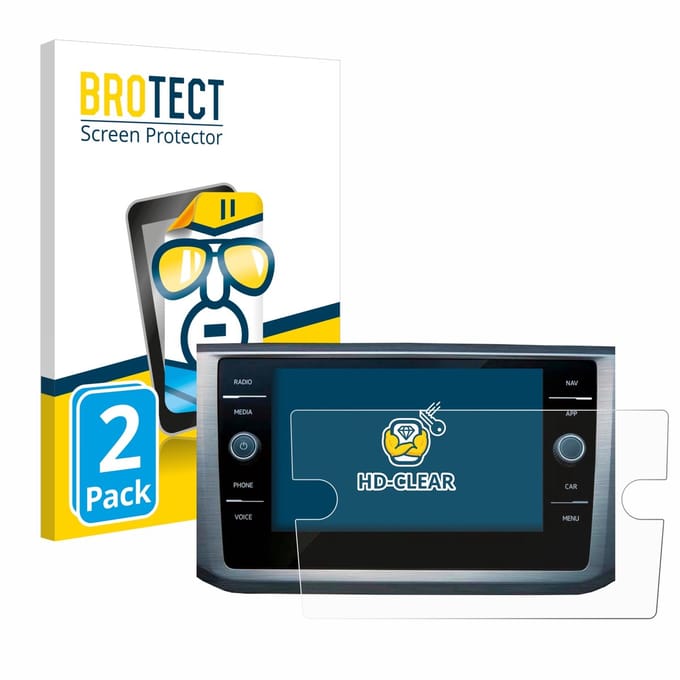 BROTECT - Screenprotector voor Volkswagen Passat B8 Discover Media 8" - Folie Beschermfolie transparant 2 Stuks