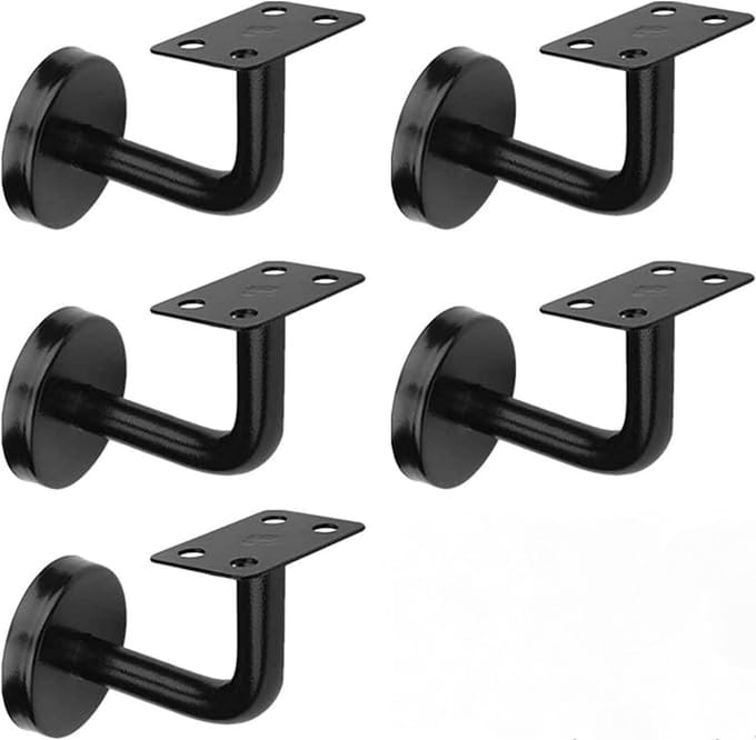 5 stuks - zwart - Leuninghouder - leuningbeugels - muurbeugel - leuningen steunstang - Trapleuning Ondersteuning - 6*8 cm - RVS