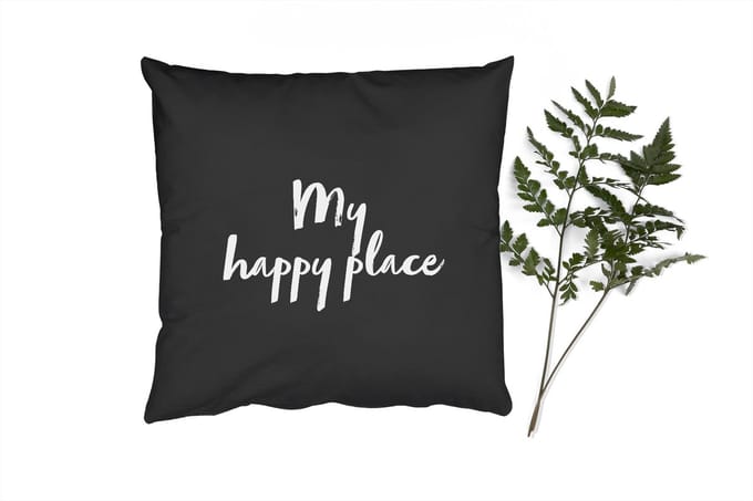 Sierkussens - Kussentjes Woonkamer - 60x60 cm - Quotes - Tekst - My happy place