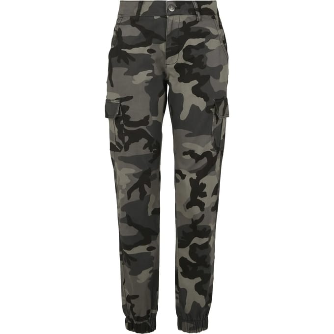 Urban Classics High Waist Camo Cargo Dames Cargobroeken - donkercamouflage - 28