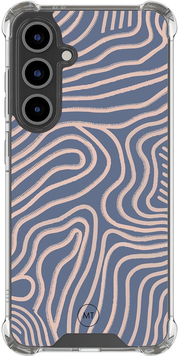 Hoesje (shockproof) geschikt voor Samsung Galaxy S25 FE - Flowing lines - Extra sterke case - TPU/polycarbonaat - - Multi, Transparant